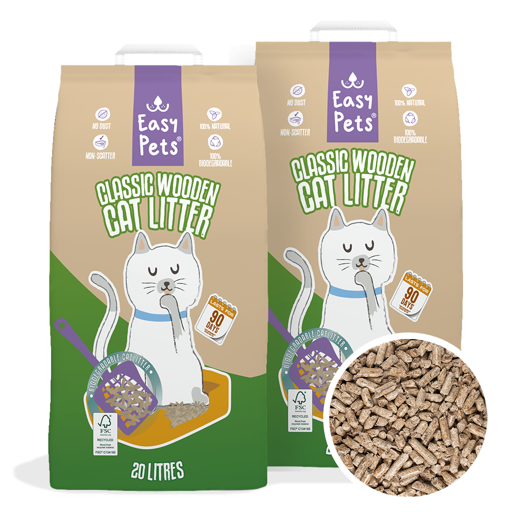 EasyPets Recycled Houtkorrels duopack, 2× 20 liter