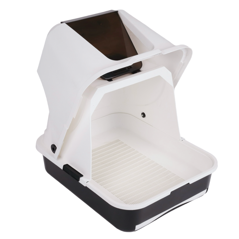 Smarte Sieb-Katzentoilette mit Holzpellets