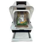 Easy houtkorrel bak open met 10L houtkorrels en catpad