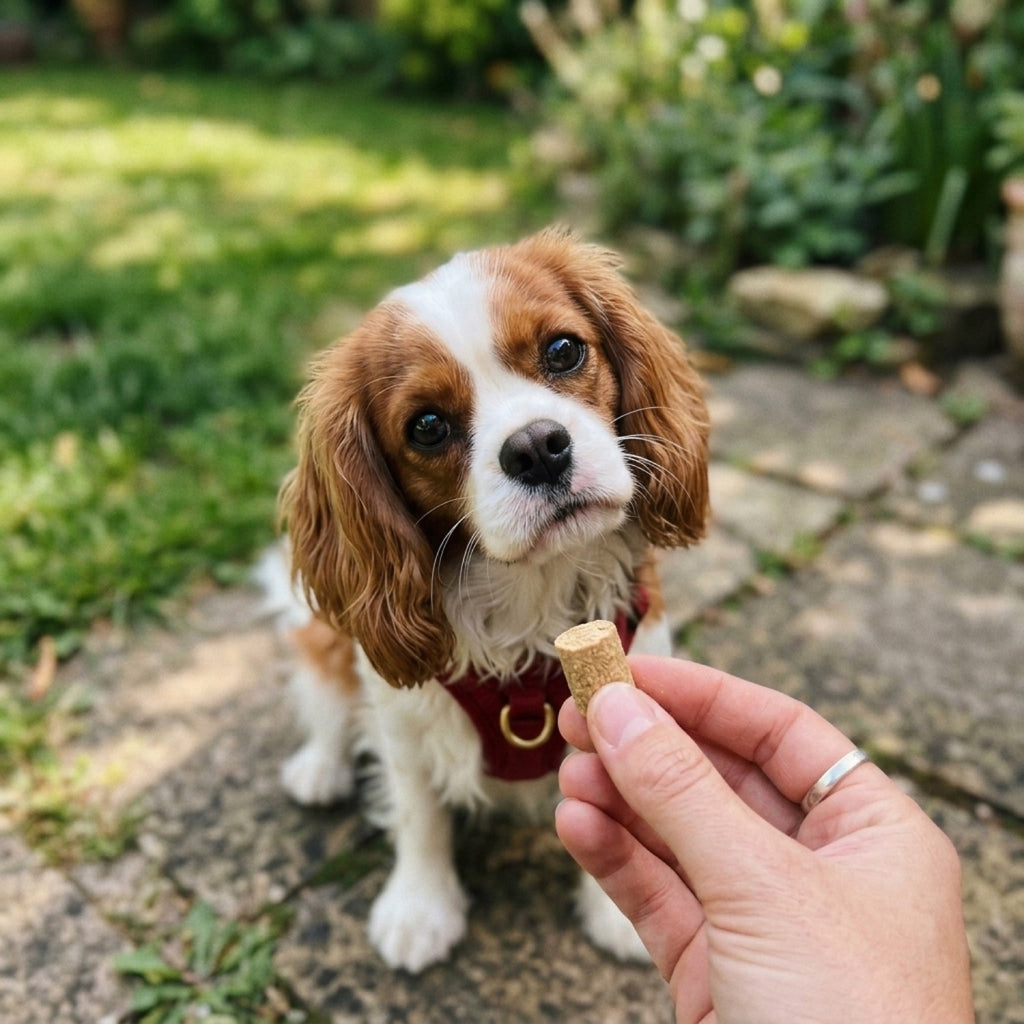 Hond met EasyPets Eend Trainer snack