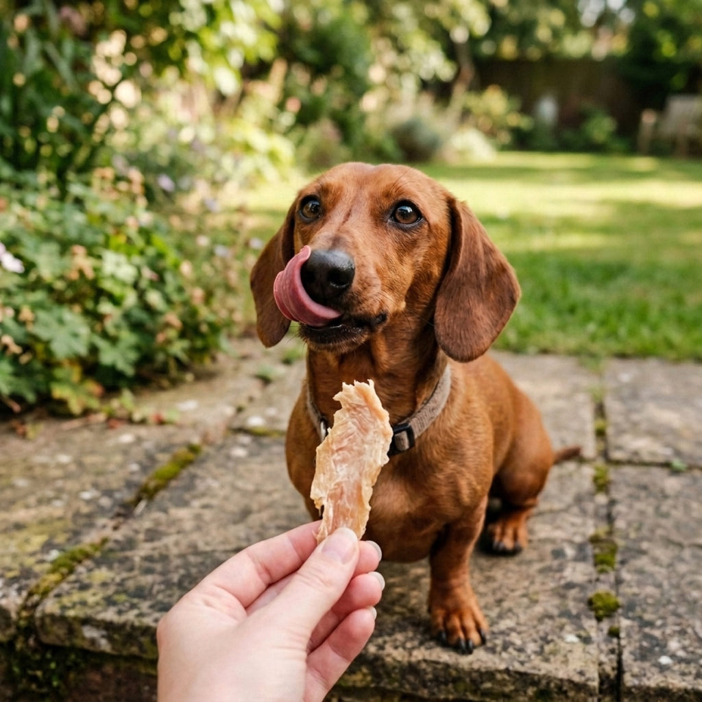 Hond met EasyPets Kipfilet snack