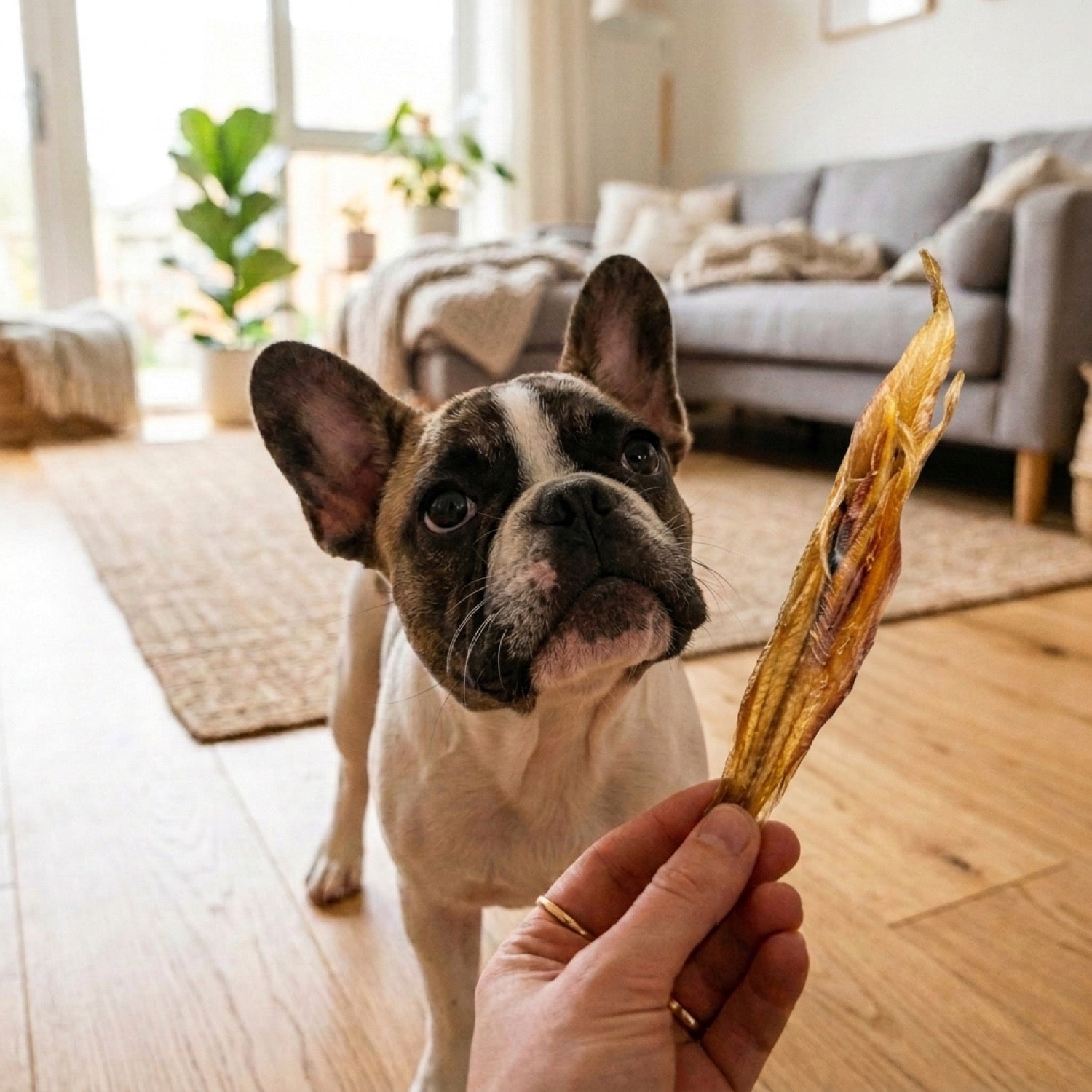 Puppy met EasyPets Gedroogde Tongfilet snack