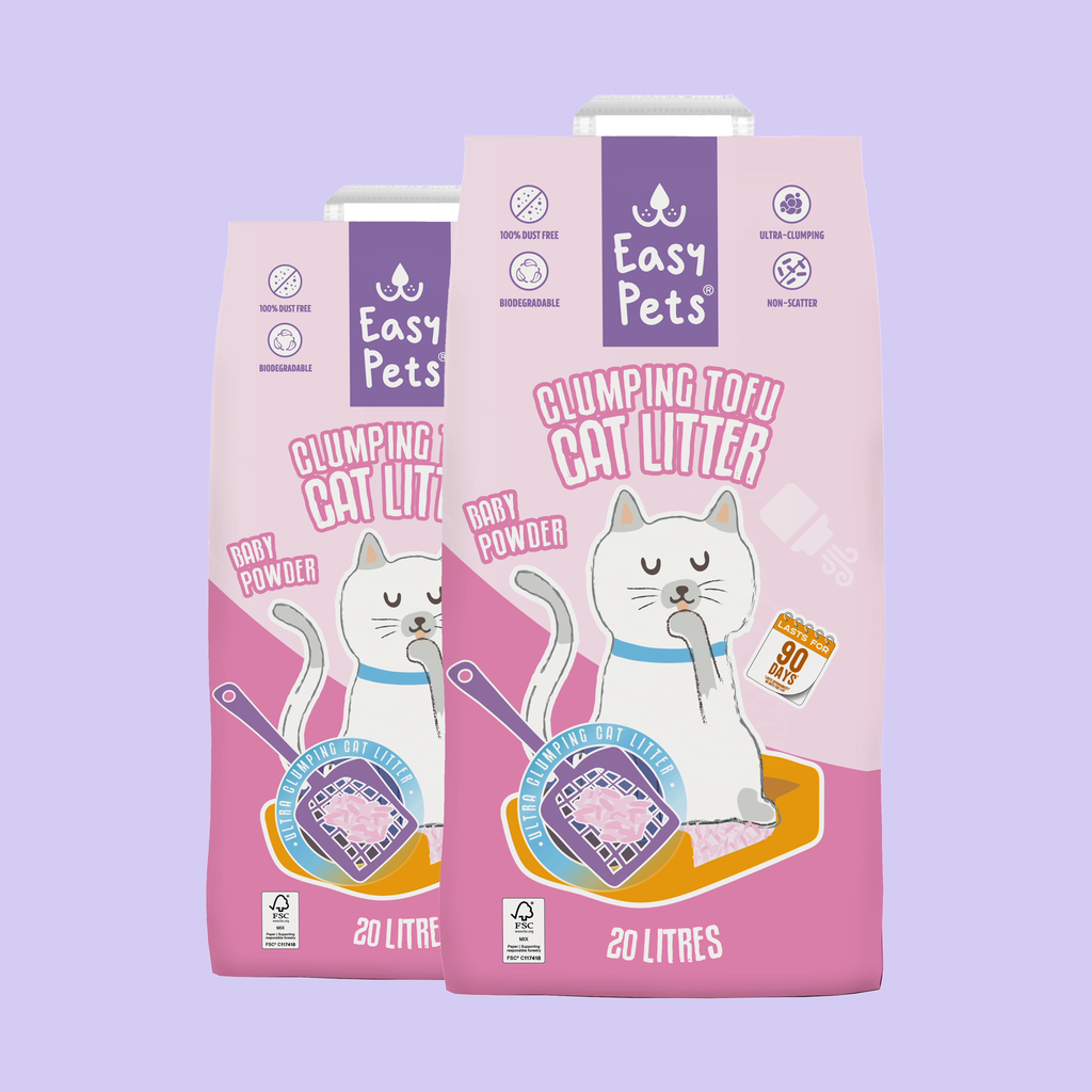 Duopack: 2x 20L EasyPets Clumping Tofu Baby Powder